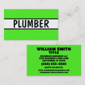 Plumber Neon Green Visitenkarte (Vorne/Hinten)