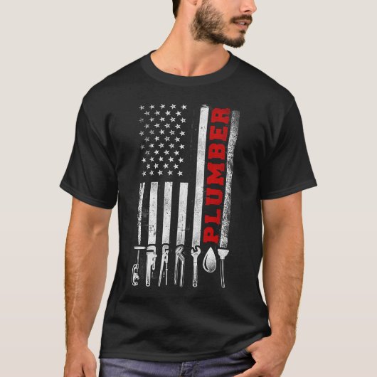 Plumber Plumber American Flag American Flag T-Shirt (Vorderseite)