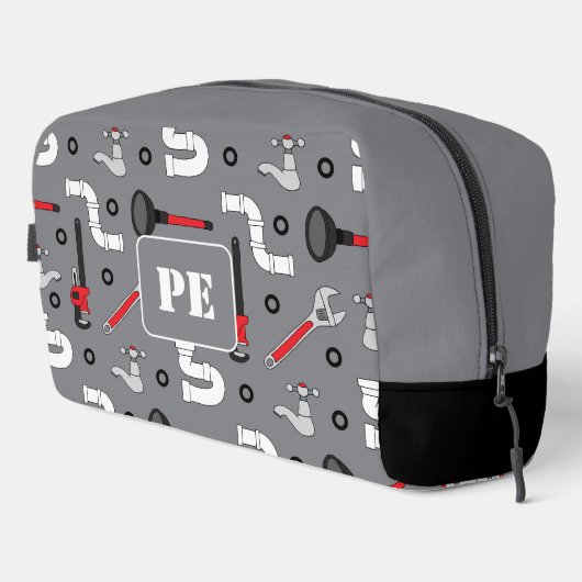 Plumber Plumbing Pattern Monogram Personalised Waschbeutel (Rechte Ecke)