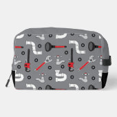 Plumber Plumbing Pattern Monogram Personalised Waschbeutel (Rückseite)