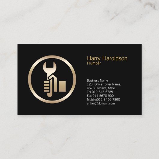 Plumber Plumbing Pipe Wrench  Visitenkarte (Vorderseite)