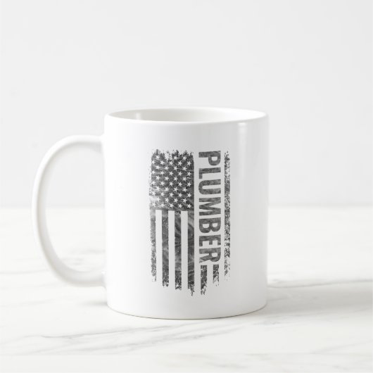 Plumber USA Flag Distressed design Kaffeetasse (Links)