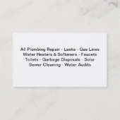 Plumber-Visitenkarten Visitenkarte (Rückseite)