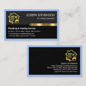 Plumber's Blue Frame Gold Tab Visitenkarte (Vorne/Hinten)