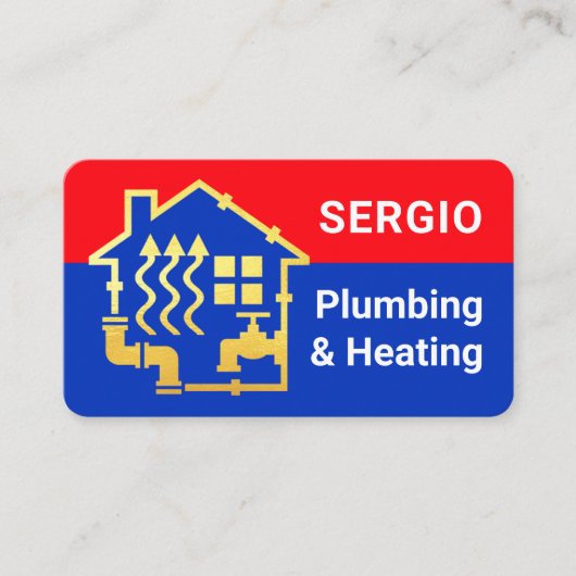 Plumbing Heating Gold Pipe Home Visitenkarte (Vorderseite)