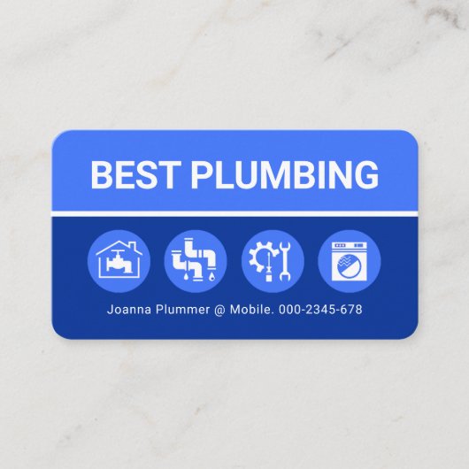 Plumbing Icons On Blue Shade Layers Visitenkarte (Vorderseite)