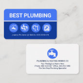 Plumbing Icons On Blue Shade Layers Visitenkarte (Vorne/Hinten)