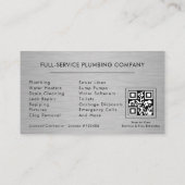 Plumbing Service and Repair Plumber QR Code Visitenkarte (Rückseite)