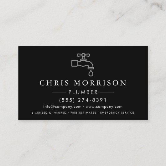 Plumbing Service and Repair Plumber QR Code Visitenkarte (Vorderseite)