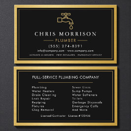 Plumbing Service Company Plumber Gold Metallic Visitenkarte