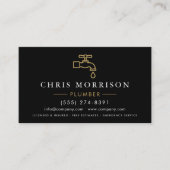 Plumbing Service Plumber Black Gold Visitenkarte (Vorderseite)
