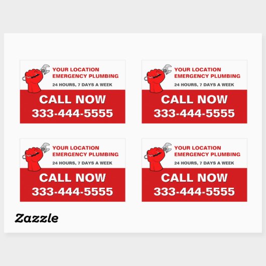 PLUMBING SERVICES & LOKALE NOTFALLPLUMBERN RECHTECKIGER AUFKLEBER (Blatt)