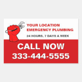 PLUMBING SERVICES & LOKALE NOTFALLPLUMBERN RECHTECKIGER AUFKLEBER (Vorderseite)