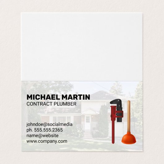 Plumbing Tools | Residential | Blue Collar Work Visitenkarten (Außenseite Aufgefaltet)