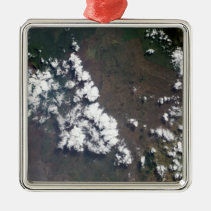 Plume erhebt sich aus dem Vulkan Nyiragongo in der Silbernes Ornament