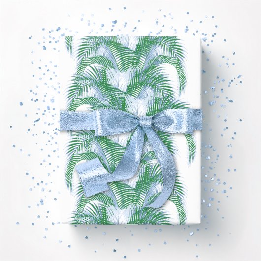 Plume Palm Fronds in Blue and Green Geschenkpapier