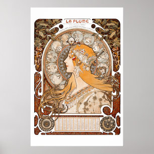 Plume Zodiac Frau von Alphonse Mucha – Art Nouveau Poster