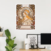 Plume Zodiac Woman von Alphonse Mucha - Jugendstil Poster (Heimbüro)