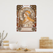 Plume Zodiac Woman von Alphonse Mucha - Jugendstil Poster (Küche)