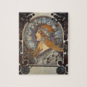 Plume Zodiac Woman von Alphonse Mucha - Jugendstil Puzzle