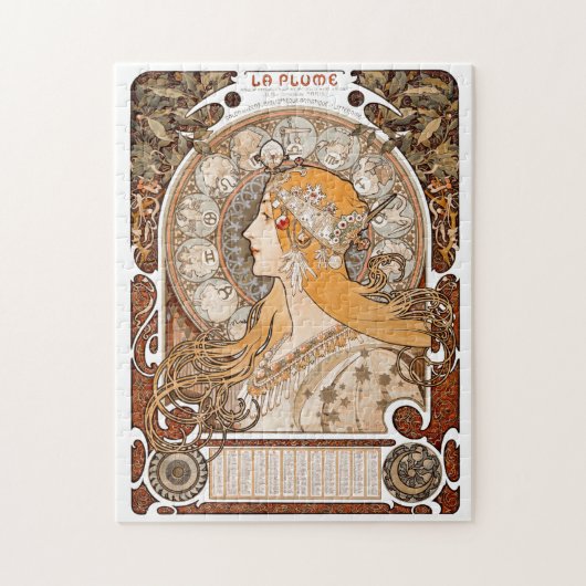 Plume Zodiac Woman von Alphonse Mucha - Jugendstil Puzzle (Vertikal)