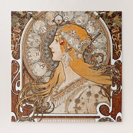 Plume Zodiac Woman von Alphonse Mucha - Jugendstil Puzzle (Vertikal)