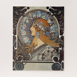 Plume Zodiac Woman von Alphonse Mucha - Jugendstil Puzzle