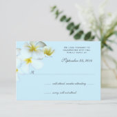 Plumeria auf Blue Wedding Einladung Repitation Car (Stehend Vorderseite)