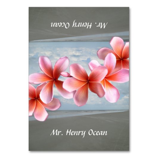 Plumeria Beach Gäste Name Klappende Platzkarten Tischnummer (Vorderseite)