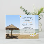 Plumeria Beach Vococation Retirement Party Einladung (Stehend Vorderseite)