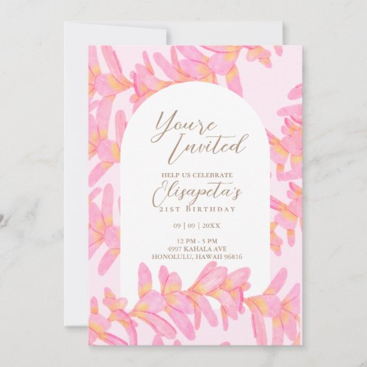 Plumeria Birthday Einladung (Vorderseite)