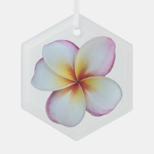 Plumeria Bloom Glass Ornament