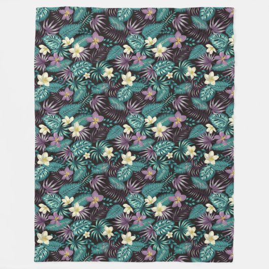 Plumeria Blume Emerald Green Tropical Blätter Fleecedecke (Vorderseite)