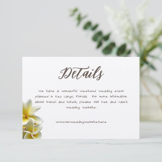 Plumeria-Blume Hochzeitskarten Einladung (Stehend Vorderseite)