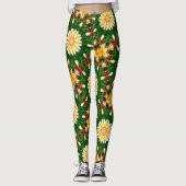 Plumeria Blume Mandala mit tropischer Symmetrie Leggings (Vorderseite)