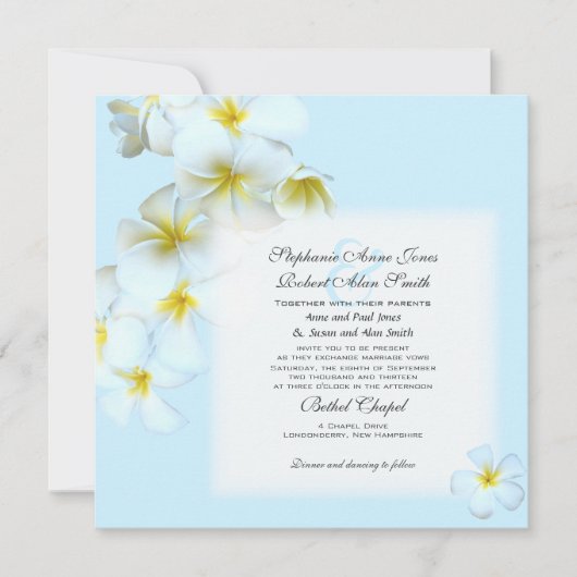 Plumeria Blume Square Hochzeitseinladung Einladung (Vorderseite)