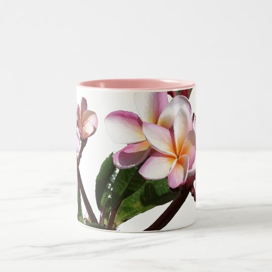Plumeria-Blumen-Tasse Zweifarbige Tasse (Mittel)