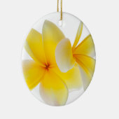 Plumeria-Blumenhawaiischer weißer gelber Keramik Ornament (Rechts)