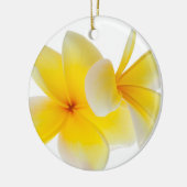 Plumeria-Blumenhawaiischer weißer gelber Keramik Ornament (Links)