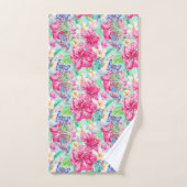 Plumeria Chinesischer Hibiskus Foliage Butterfells Badhandtuch Set (Handtuch)