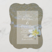 Plumeria Frangipani auf der Sand Hochzeit Einladun Einladung (Vorne/Hinten)