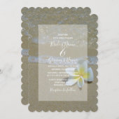 Plumeria Frangipani auf der Sand Hochzeit Einladun Einladung (Vorne/Hinten)