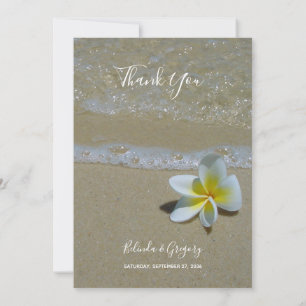 Plumeria Frangipani auf Sand Wedding Danke Karte
