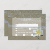 Plumeria Frangipani auf Sand Wedding RSVP Cards (Vorne/Hinten)