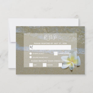 Plumeria Frangipani auf Sand Wedding RSVP Cards