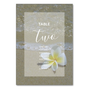 Plumeria Frangipani on Sand Wedding Guest Names Tischnummer