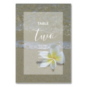 Plumeria Frangipani on Sand Wedding Guest Names Tischnummer (Rückseite)