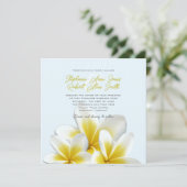 Plumeria Frangipani Tropical Wedding Einladungen (Stehend Vorderseite)