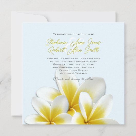 Plumeria Frangipani Tropical Wedding Einladungen (Vorderseite)