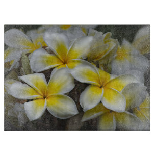 Plumeria, gelbe Blumenfotografie Schneidebrett